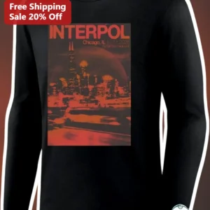 INTERPOL Long Sleeve Tee Vintage Concert Poster Design Black available at our Los Angeles warehouse