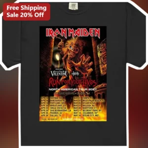 Iron Maiden Run For Your Lives North American Tour 2027 Eddie Graphic Tee available at our Los Angeles warehouse
