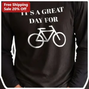 It's A Great Day For Cycling Long Sleeve Shirt Minimalist Bicycle Art Gift for Cyclists available at our Los Angeles warehouse