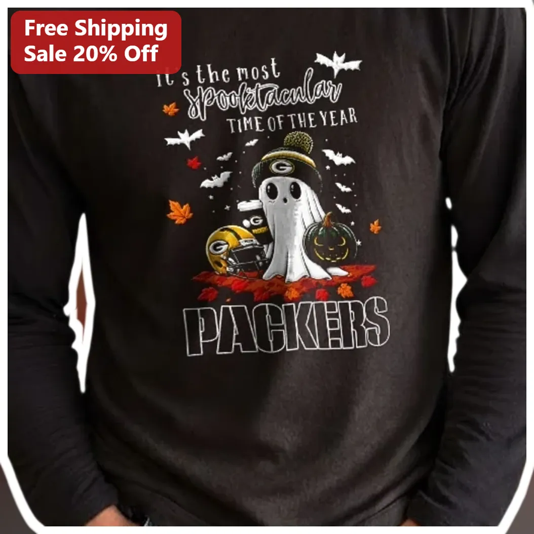 It's The Most Spooktacular Time Of The Year Green Bay Packers Halloween Long Sleeve Shirt available at our Los Angeles warehouse
