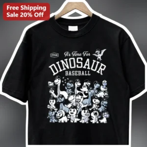 It's Time For Dinosaur Baseball Tee Funny Prehistoric Sports Shirt Gift for Kids available at our Los Angeles warehouse