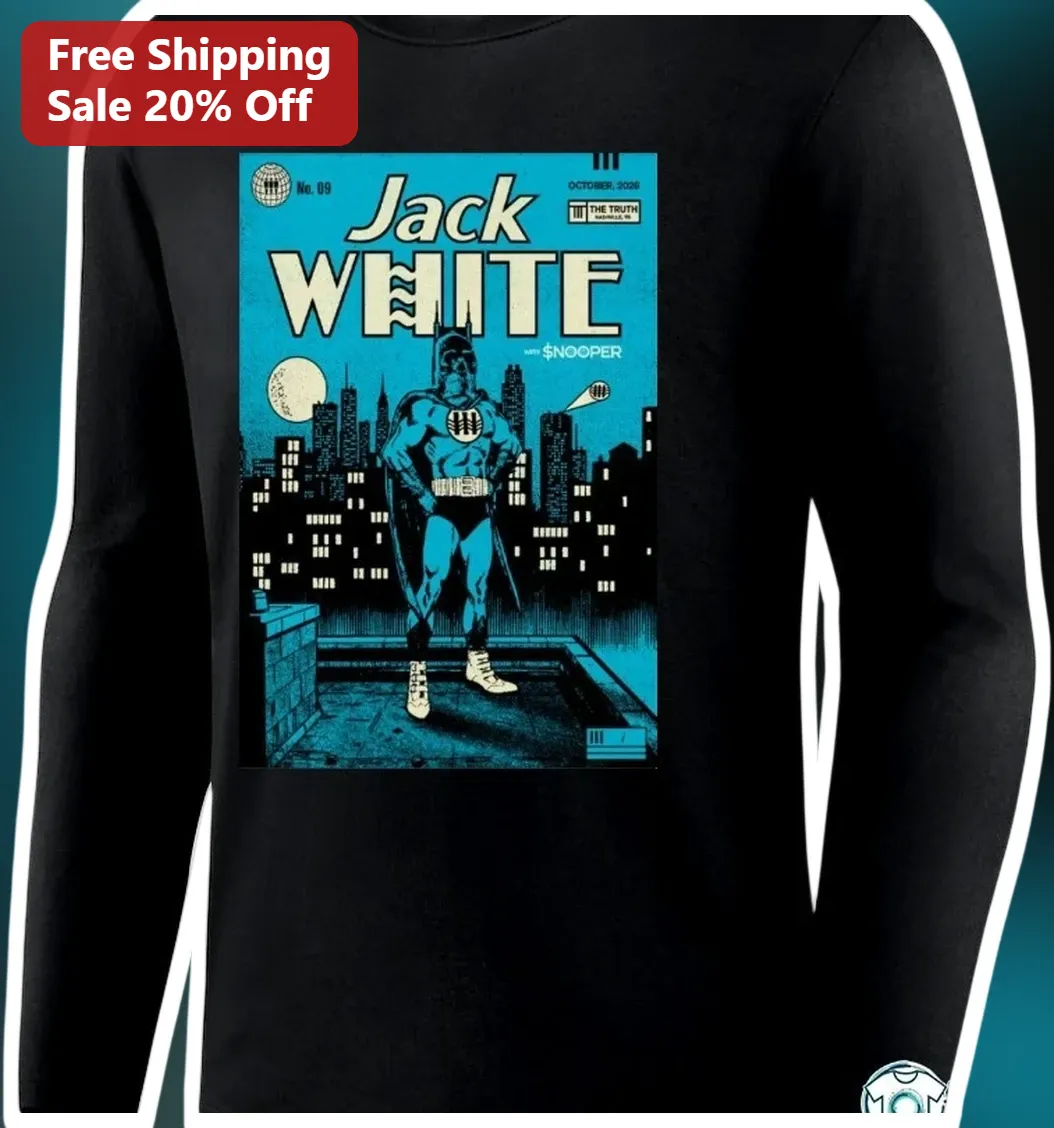 Jack White Long Sleeve Tee Vintage Comic Book Superhero Paro — Los Angeles Jack White Long Sleeve Tee Vintage Comic Book Superhero Parody Rock Band Merch Gift for Men Women available at our Los Angeles warehouse