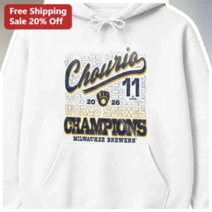 Jackson Chourio World Series Champions Milwaukee Brewers Hoodie available at our Los Angeles warehouse