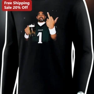 Jalen Hurts Long Sleeve Shirt Philadelphia Eagles Funny Meme Graphic Apparel for Men Women available at our Los Angeles warehouse