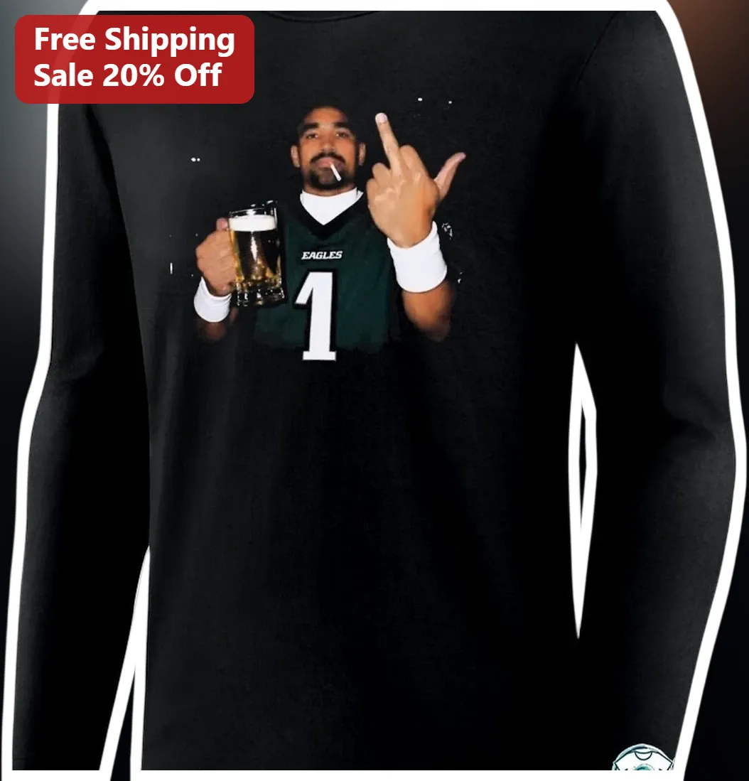 Jalen Hurts Long Sleeve Shirt Philadelphia Eagles Funny Meme Graphic Apparel for Men Women available at our Los Angeles warehouse