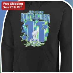 Jaxon Smith-Njigba Seattle Seahawks Hoodie Super Bowl Champions Signature NFL Fan Apparel available at our Los Angeles warehouse