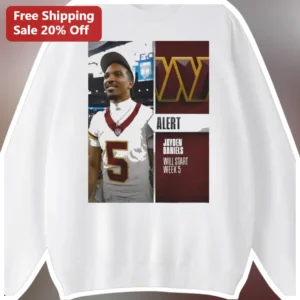 Jayden Daniels Alert Football Fan Tee Washington Commanders Quarterback Shirt available at our Los Angeles warehouse