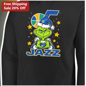 JAZZ The Grinch Utah Jazz Christmas Hoodie Funny NBA Holiday Gift available at our Los Angeles warehouse