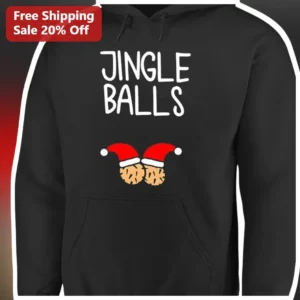 Jingle Balls Christmas Hoodie Funny Santa Hat Cookies...