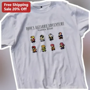 JoJo's Bizarre Adventure Golden Wind Pixel Art Tee Anime Merch Gift available at our Los Angeles warehouse