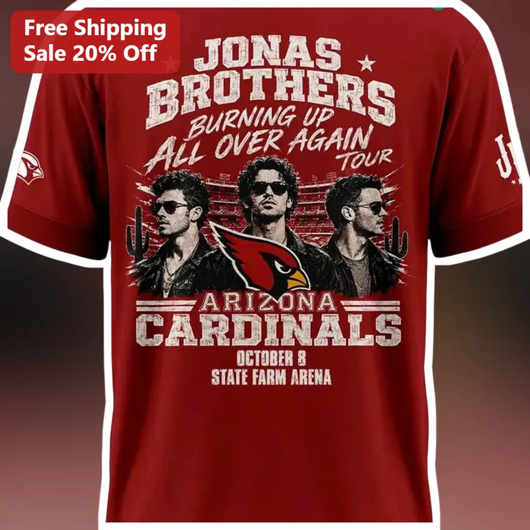 Jonas Brothers Burning Up All Over Again Tour Arizona Cardin — Los Angeles Jonas Brothers Burning Up All Over Again Tour Arizona Cardinals Vintage Tee available at our Los Angeles warehouse