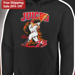 JUICED Mark McGwire 25 Hoodie Retro Baseball Steroid Era Graphic Pullover available at our Los Angeles warehouse