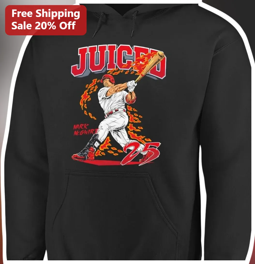 JUICED Mark McGwire 25 Hoodie Retro Baseball Steroid Era Gra — Los Angeles JUICED Mark McGwire 25 Hoodie Retro Baseball Steroid Era Graphic Pullover available at our Los Angeles warehouse