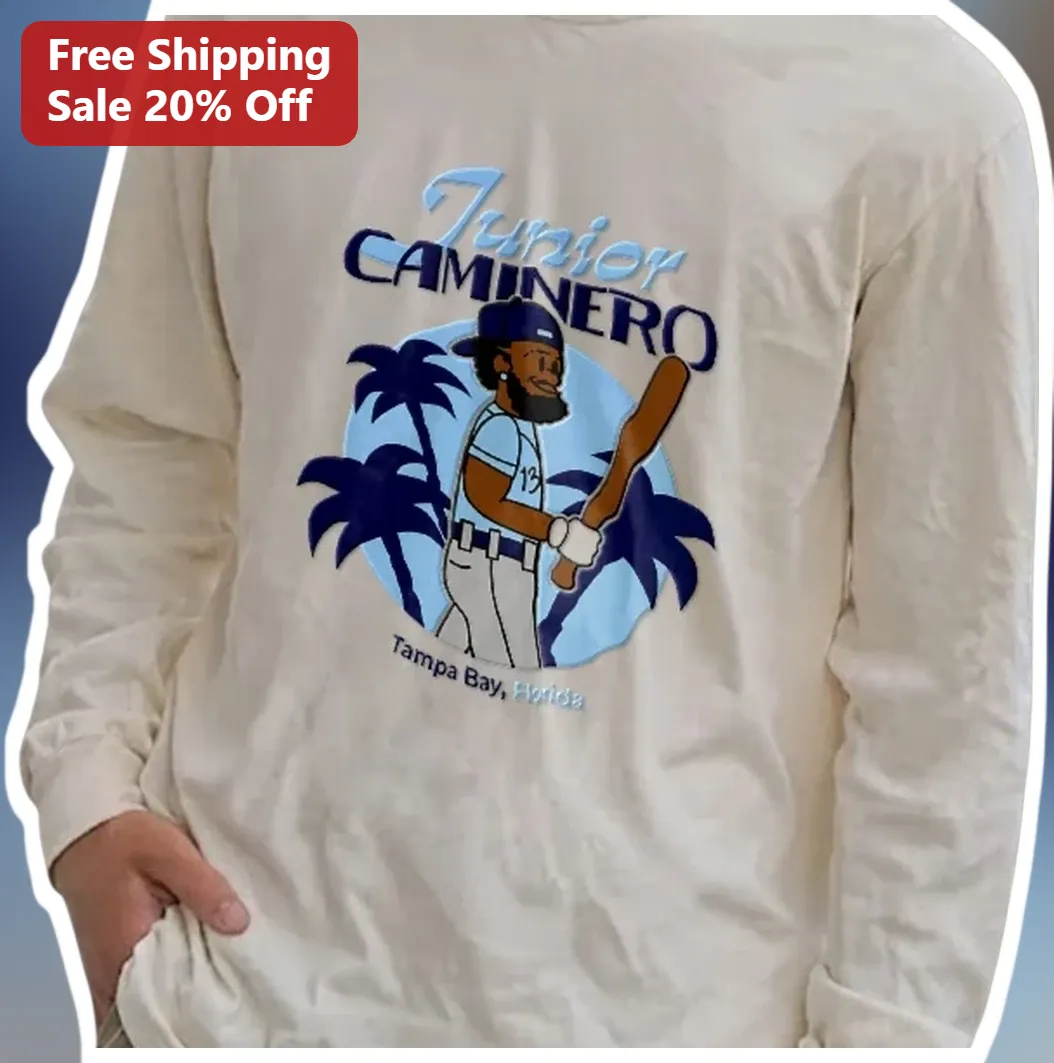 Junior Caminero Tampa Bay Florida Long Sleeve Tee Retro Base — Los Angeles Junior Caminero Tampa Bay Florida Long Sleeve Tee Retro Baseball Fan Gift available at our Los Angeles warehouse