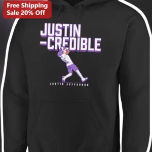 JUSTIN-CREDIBLE Justin Jefferson Football Player Hoodie available at our Los Angeles warehouse