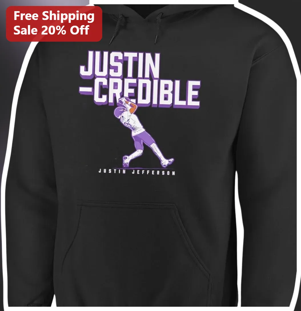 JUSTIN-CREDIBLE Justin Jefferson Football Player Hoodie available at our Los Angeles warehouse