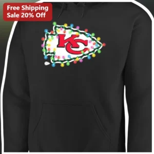 Kansas City Chiefs Christmas Lights Hoodie Unisex NFL Fan Gear Holiday Gift available at our Los Angeles warehouse