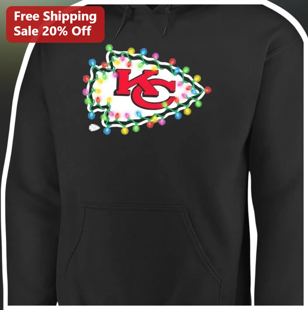 Kansas City Chiefs Christmas Lights Hoodie Unisex NFL Fan Gear Holiday Gift available at our Los Angeles warehouse