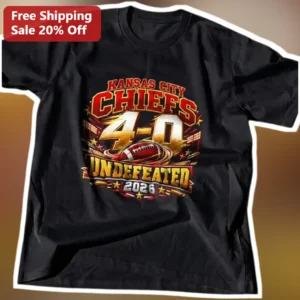 Kansas City Chiefs Undefeated Tee NFL Football Fan Gift Black Cotton Shirt available at our Los Angeles warehouse