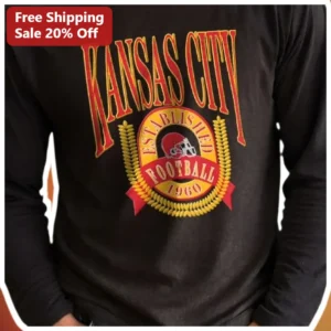 Kansas City Established Football 1960 Long Sleeve Tee Vintage Retro Varsity Style Gift available at our Los Angeles warehouse