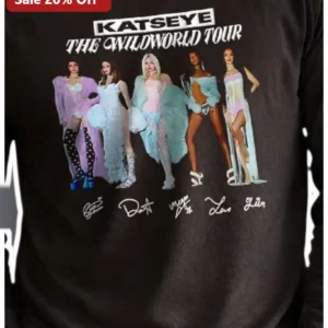Katseye The Wildworld Tour Tee Fan Gift Concert Merch Black Graphic T-Shirt available at our Los Angeles warehouse