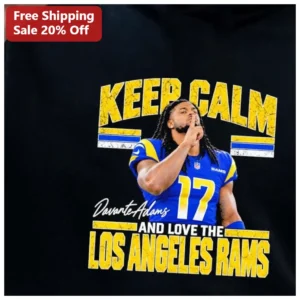Keep Calm and Love the Los Angeles Rams Cooper Kupp Graphic Tee NFL Fan Gift available at our Los Angeles warehouse