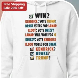 Kendrick Lamar Vote Trump Drake K.Dot Hoodie available at our Los Angeles warehouse
