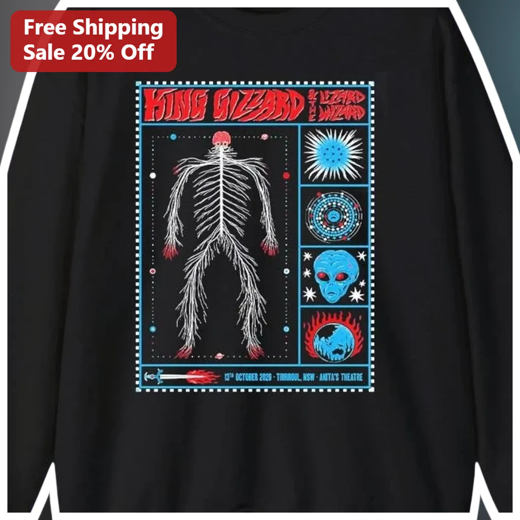 King Gizzard The Lizard Wizard Long Sleeve Tee Psychedelic Skeleton Concert Merch available at our Los Angeles warehouse