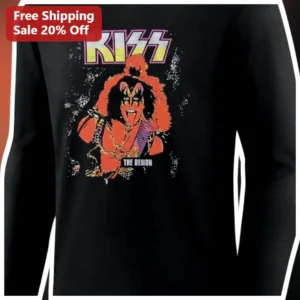 KISS The Demon Gene Simmons Long Sleeve Tee Vintage Rock Band Merch available at our Los Angeles warehouse