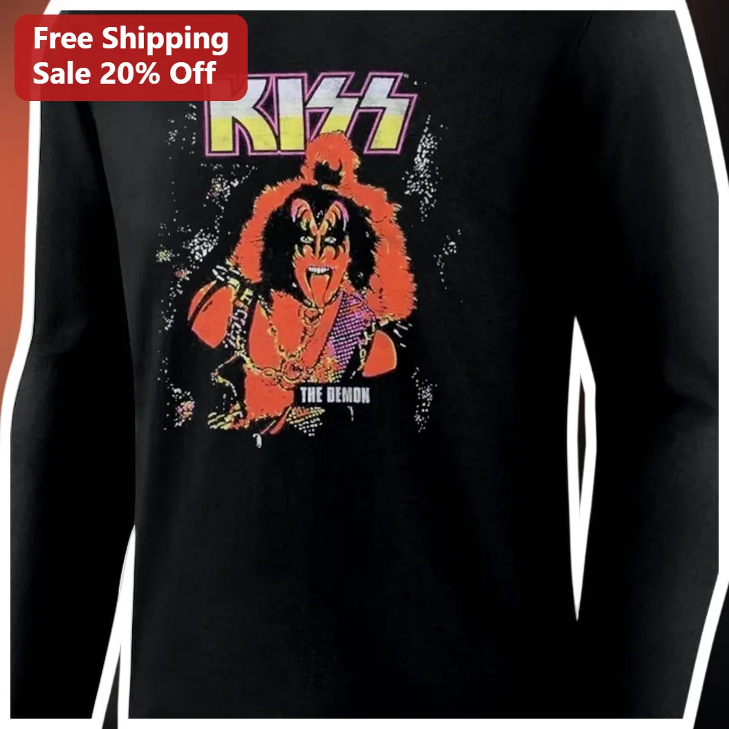KISS The Demon Gene Simmons Long Sleeve Tee Vintage Rock Band Merch available at our Los Angeles warehouse