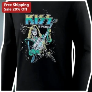 KISS THE SPACEMAN Long Sleeve Tee Ace Frehley Vintage Rock Band Merch available at our Los Angeles warehouse