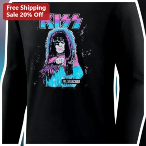 KISS The Starchild Paul Stanley Long Sleeve Tee Vaporwave Rock Merch available at our Los Angeles warehouse