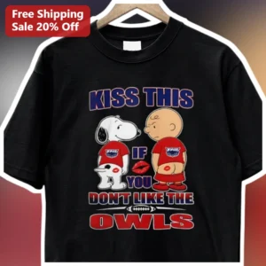 Kiss This If You Don't Like The Owls Snoopy Charlie Brown Arizona Cardinals NFL Fan Tee available at our Los Angeles warehouse