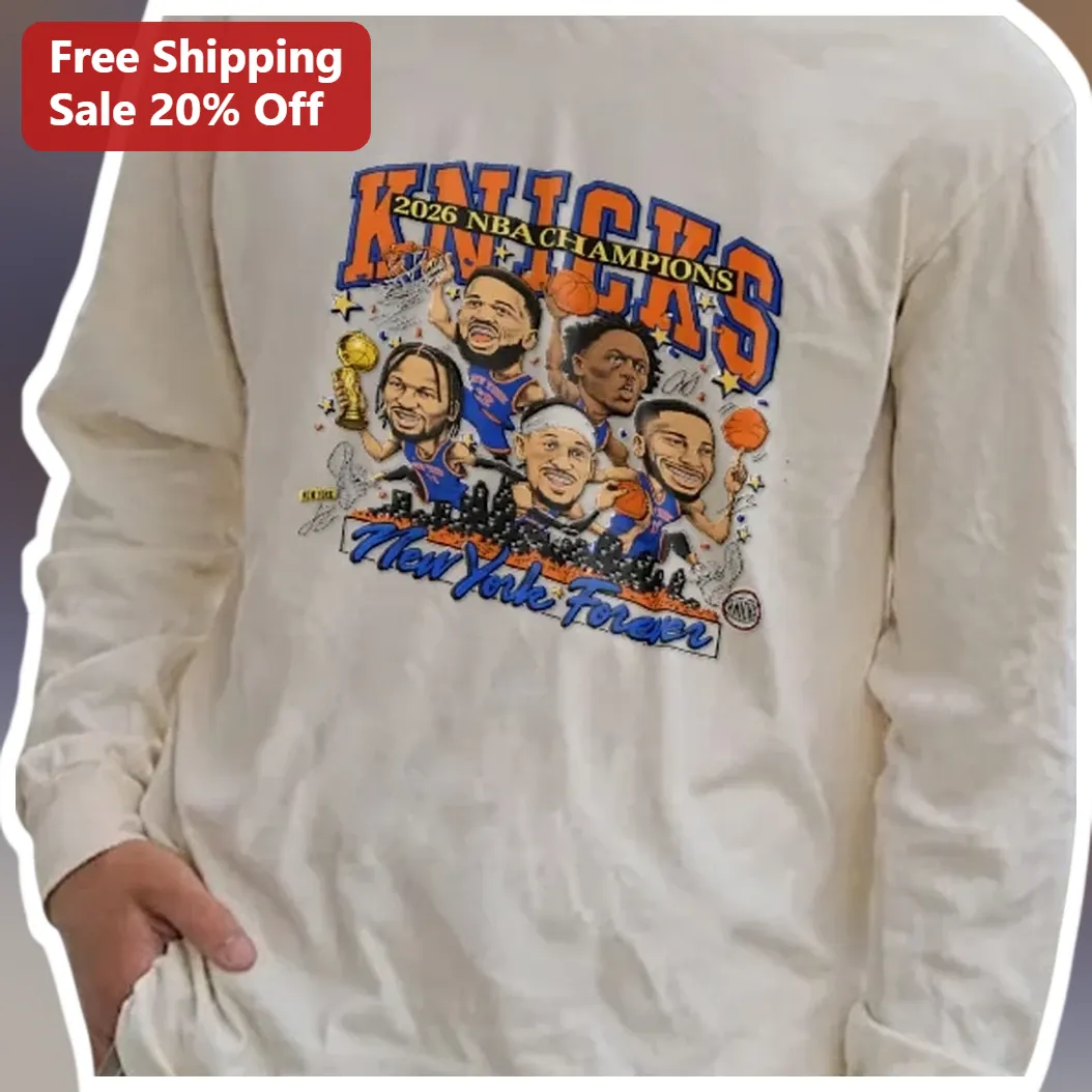 Knicks 2026 NBA Champions New York Forever Jalen Brunson Long Sleeve Tee available at our Los Angeles warehouse