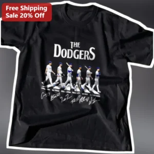 LA Dodgers Abbey Road Beatles Parody Vintage Graphic Tee available at our Los Angeles warehouse