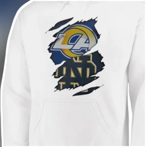 LA Dodgers Notre Dame Fighting Irish Ripped Paper Pullover Hoodie available at our Los Angeles warehouse