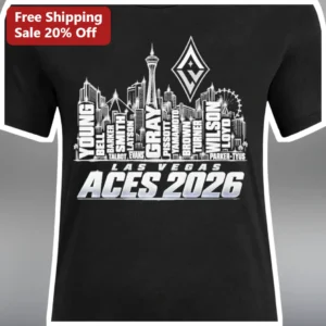 Las Vegas Aces 2026 Tee WNBA Fans Skyline Graphic Shirt Personalized Gift available at our Los Angeles warehouse