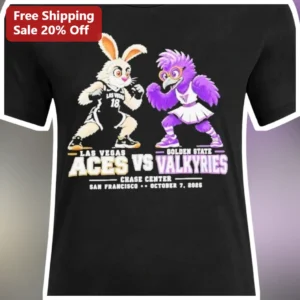 Las Vegas Aces Vs Golden State Valkyries Chase Center San Francisco Oct 7 2026 WNBA Fan Tee available at our Los Angeles warehouse