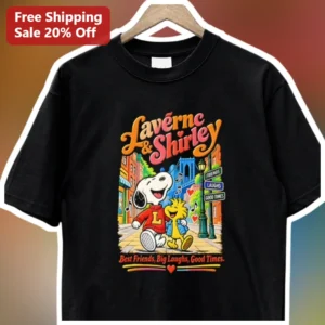 Laverne Shirley Best Friends Big Laughs Good Times Snoopy Tee available at our Los Angeles warehouse