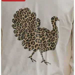 Leopard Print Turkey Tee Funny Thanksgiving Graphic Shirt for Women Holiday Party Gift available at our Los Angeles warehouse