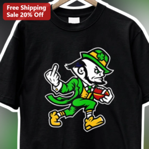 Leprechaun Football Player Rude Gesture Tee Funny St. Patrick's Day Graphic Shirt for Men available at our Los Angeles warehouse