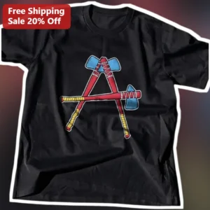 Letter A Made of Axes Graphic Tee for Lumberjacks and Alphabet Design Fans available at our Los Angeles warehouse