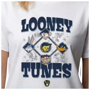 Looney Tunes Vintage Baseball Style Graphic Tee for Adults available at our Los Angeles warehouse