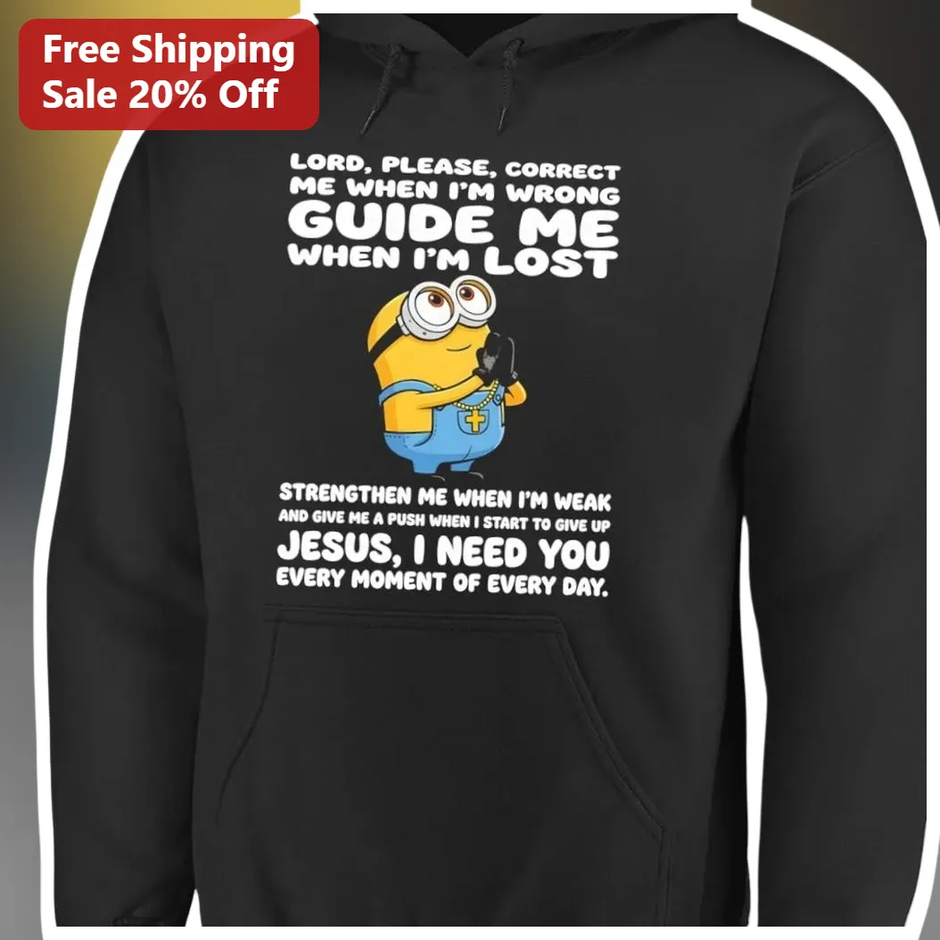Lord Please Correct Me When I'm Wrong Praying Minion Christi — Los Angeles Lord Please Correct Me When I'm Wrong Praying Minion Christian Prayer Hoodie available at our Los Angeles warehouse