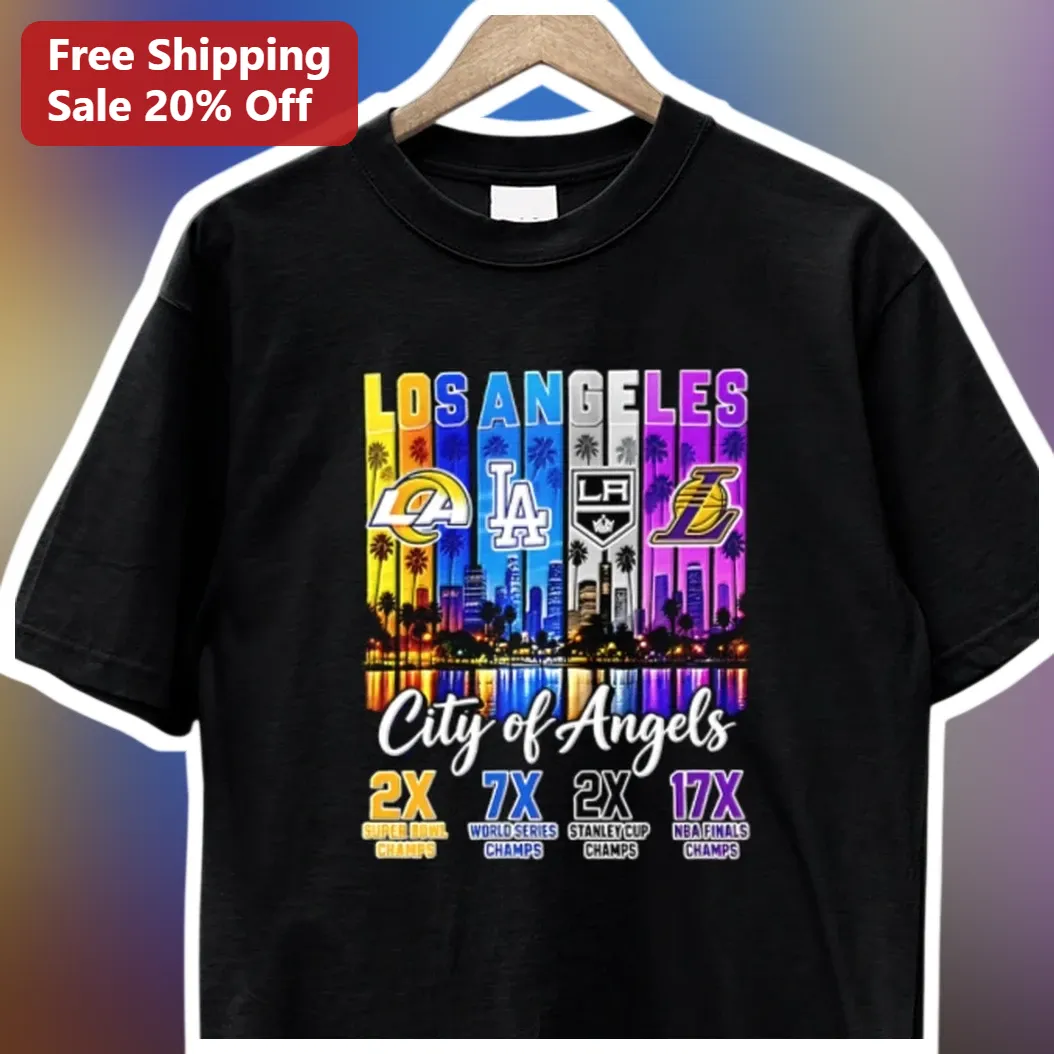 Los Angeles City of Angels Tee LA Sports Championship Retro — Los Angeles Los Angeles City of Angels Tee LA Sports Championship Retro Sunset Graphic Shirt available at our Los Angeles warehouse