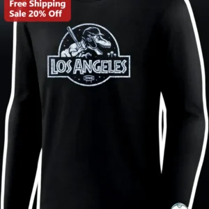 Los Angeles Long Sleeve Tee Vintage Jurassic Park Parody Dinosaur Baseball Shirt Gift available at our Los Angeles warehouse