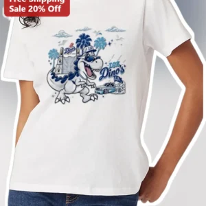 Los Dino's Retro Cartoon T-Rex Graphic Tee Funny Dinosaur Gift available at our Los Angeles warehouse