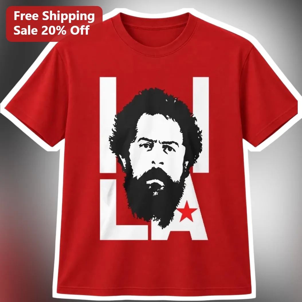 LU Raul Castro Stencil Portrait Graphic Tee Cuban Revolutionary Iconography Shirt available at our Los Angeles warehouse