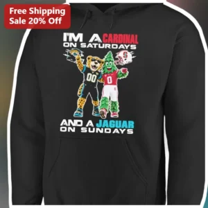 I'M A CARDINAL ON SATURDAYS AND A JAGUAR ON SUNDAYS Hoodie available at our Los Angeles warehouse