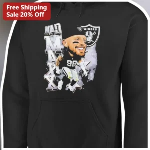 MAD MAX Maxx Crosby Las Vegas Raiders Hoodie available at our Los Angeles warehouse